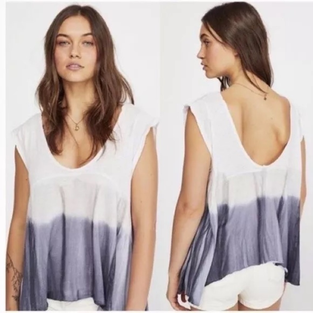 We The Free by Free People Women's Lilac Ombre Tie-Dye Swing Tank Top Sz XS